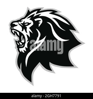 Lion Head Roaring Logo Vector Mascot Illustrazione Vettoriale