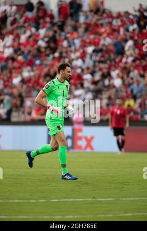 Albania. 05 settembre 2021. Etrit Berisha (Albania) durante la Coppa del mondo FIFA Qualifiers , Qatar 2022, partita di calcio tra le squadre nazionali di Albania e Ungheria il 05 settembre 2021 a Elbasan Arena - Albania - Foto Nderim Kaceli credito: Agenzia indipendente foto / Alamy Live News Foto Stock