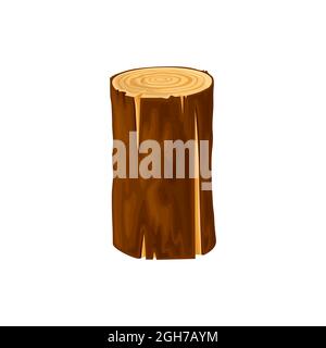 Legno rotondo, legno per fuoco o fuoco isolato cartoon icona piatto. Corteccia vettoriale di legno secco sgranato, pelo di legno tritato tronco di albero legno materia Illustrazione Vettoriale