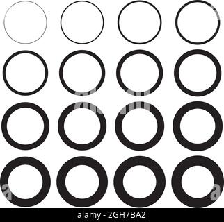 collezione vettoriale di tratti di cerchio, bordi di cornice isolati su sfondo bianco. cerchi per design decorativo template decor. Illustrazione Vettoriale
