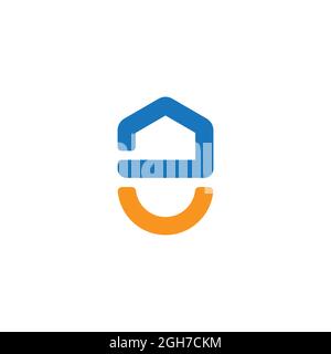 semplice blu sorriso casa simbolo colorato logo vettore Illustrazione Vettoriale
