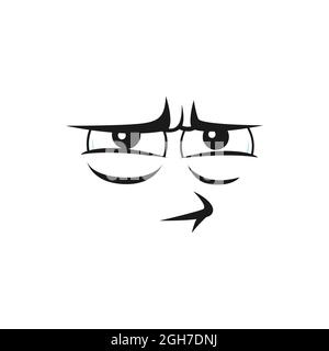 Grumpy Sullen emoji, ireful o Rageful Smiley viso emotion icona isolata. Vettore irritato smiley arrabbiato di cattivo umore. Wrathy emoticon triste con ricurvo Illustrazione Vettoriale