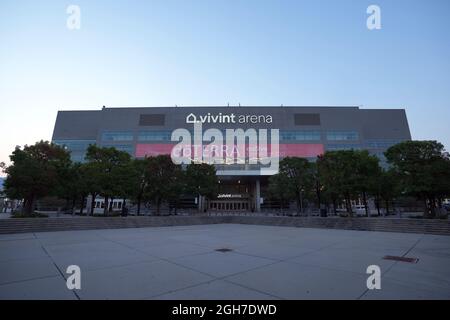 Vista generale della Vivint Smart Home Arena, domenica 5 settembre 2021, a Salt Lake City. Il locale ospita lo Utah Jazz of the NBA. Foto Stock