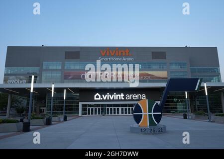 Vista generale della Vivint Smart Home Arena, domenica 5 settembre 2021, a Salt Lake City. Il locale ospita lo Utah Jazz of the NBA. Foto Stock