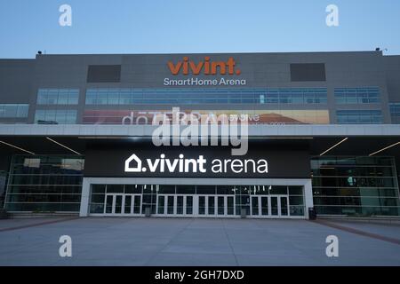 Vista generale della Vivint Smart Home Arena, domenica 5 settembre 2021, a Salt Lake City. Il locale ospita lo Utah Jazz of the NBA. Foto Stock