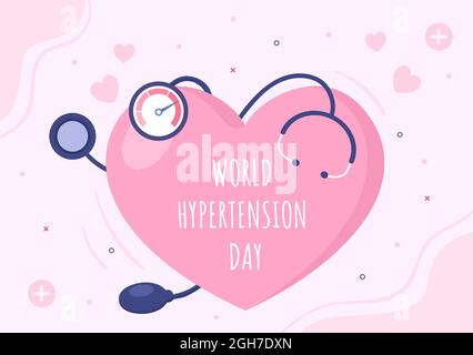 World Hypertension Day Vector Illustration commemorato ogni 17 maggio a sintomi e prevenzione della pressione sanguigna Salute per sfondo, Poster, Brochure Illustrazione Vettoriale