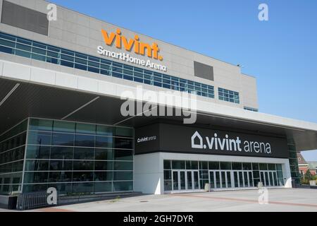 Vista generale della Vivint Smart Home Arena, domenica 5 settembre 2021, a Salt Lake City. Il locale ospita lo Utah Jazz of the NBA. Foto Stock