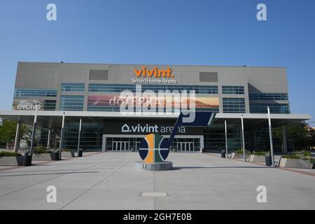 Vista generale della Vivint Smart Home Arena, domenica 5 settembre 2021, a Salt Lake City. Il locale ospita lo Utah Jazz of the NBA. Foto Stock