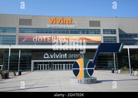 Vista generale della Vivint Smart Home Arena, domenica 5 settembre 2021, a Salt Lake City. Il locale ospita lo Utah Jazz of the NBA. Foto Stock