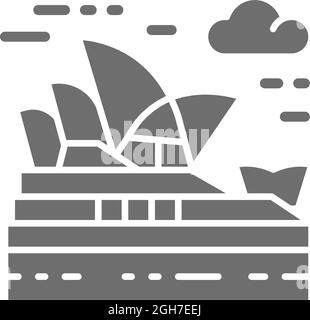 Sydney Opera House, Australia, icona grigia. Illustrazione Vettoriale