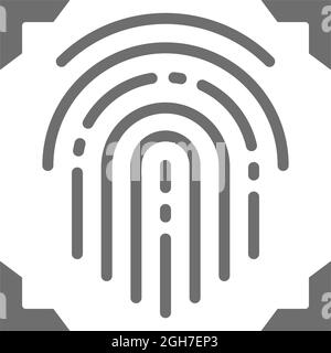 Impronta digitale, dito scansionato, firma crittografica, icona di colore grigio identità. Illustrazione Vettoriale