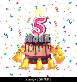 cartoon vettoriale happy compleanno card su bianco Illustrazione Vettoriale
