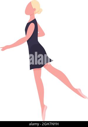 Ballerina femminile semi-piatta carattere vettoriale colore Illustrazione Vettoriale