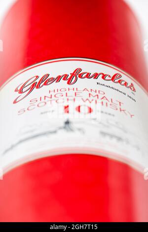 Scatola di 10 anni Glenfarclas whisky single malt scotch Foto Stock