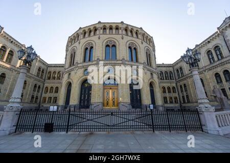 Stortinget - Parlamento norvegese a Oslo, Norvegia Foto Stock