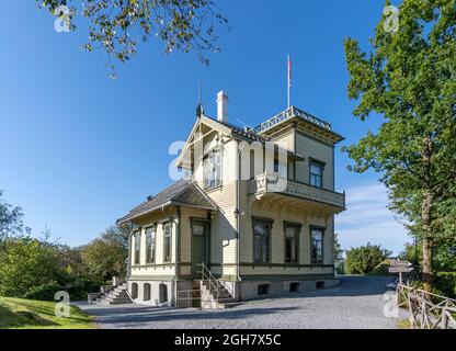 Troldhaugen è l'ex casa del compositore norvegese Edvard Grieg e di sua moglie Nina Grieg a Bergen, in Norvegia Foto Stock