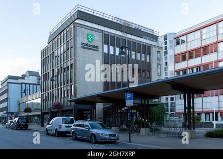 Edificio Innlandet fylkeskommune a Lillehammer, Norvegia, Europa Foto Stock