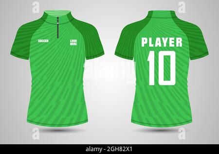 Maglia da ciclismo a manica corta con modello vettoriale zip per uomo. Mock up divisa per abbigliamento sportivo e sportivo per biciclette. Divisa in maglia della squadra ciclistica. Illustrazione Vettoriale