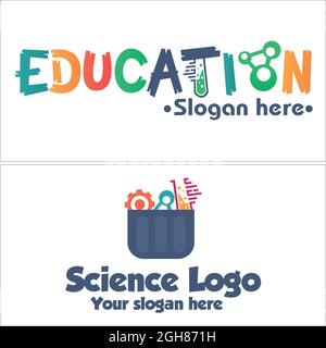 Education Science Labs colorato logo design Illustrazione Vettoriale