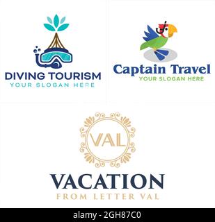 Travel hotel business snorkeling vacanza logo design Illustrazione Vettoriale