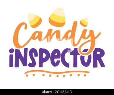 Ispettore ufficiale delle caramelle - Quotazioni con zuccheri di mais caramella. Felice decorazione di Halloween. Buono per Trick o trattare l'arredamento, dolci boccati bambini o vestiti di cane. Illustrazione Vettoriale