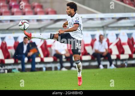 Stoccarda, Germania. 05 settembre 2021. Serge Gnabry, DFB 10 nella partita GERMANIA - ARMENIA qualifica per i Campionati del mondo 2022, WM quali, Stagione 2021/2022, Settembre 5, 2021 a Stoccarda, Germania. (Armenien) Credit: Peter Schatz/Alamy Live News Foto Stock