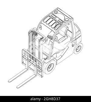 Carrello elevatore. Vettore ortografico Illustrazione Vettoriale