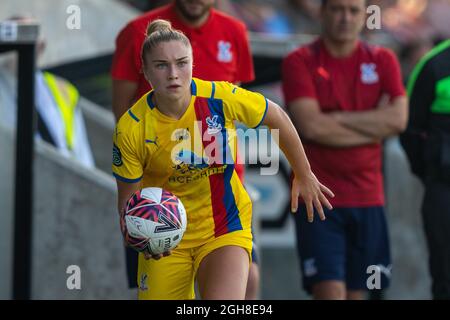 Gracie Pearse (16 Crystal Palace) durante la partita del campionato fa Womens tra London City Lionesses e Crystal Palace al Princes Park, Dartford, Inghilterra. Foto Stock