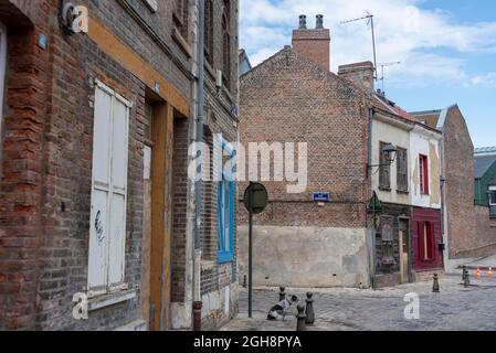 Francia, regione Hauts-de-France, Amiens, Quartier Saint Leu sulla Somme, vecchie case Foto Stock