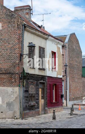 Francia, regione Hauts-de-France, Amiens, Quartier Saint Leu sulla Somme, vecchie case Foto Stock