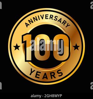 100 anni anniversario medaglia oro cerchio dorato disegno vettore compleanno celebrazione 100th Illustrazione Vettoriale