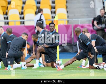 L'inglese Danny Welbeck è in azione durante l'addestramento dell'Inghilterra Euro 2012 allo Stadio Olimpico di Kiev, il 14 giugno 2012. Foto Stock