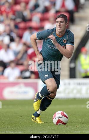 Stephen Ward di Wolverhampton Wanderersdurante la pre-stagione amichevole tra Walsall e Wolverhampton Wanderers il 28 luglio 2012 al Banks's Stadium Walsall. Foto Stock