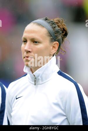 Lauren Cheney degli Stati Uniti è stato visto durante l'Olympic 2012 Group G Women's Match tra USA e Corea del Nord a Old Trafford a Manchester, Regno Unito il 31 luglio 2012. Foto Stock