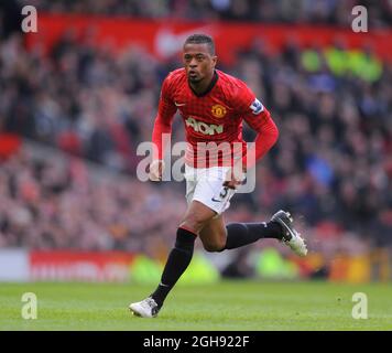 Patrice Evra di Manchester United durante la partita della Barclays Premier League tra Manchester United e Norwich City al Old Trafford il 02 marzo 2013. Foto Simon Bellis Foto Stock