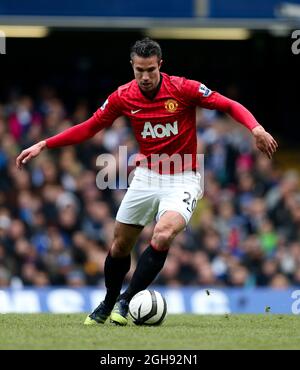 Robin van Persie di Manchester United in azione durante la partita di riesecuzione della fa Cup Final Replay tra Chelsea e Manchester United a Stamford Bridge, Londra, il 1° aprile 2013. Foto Stock