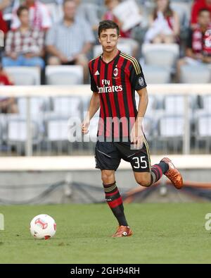 Davide Pacifico di Milano in azione durante la Audi Cup 2013 tra AC Milan e Sao Paulo all'Allianz Arena di Monaco, Germania, il 01 agosto 2013. Foto Stock