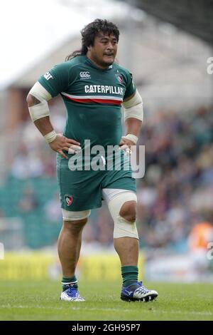 Logovi'i Mulipola delle Leicester Tigers durante la Premiership Aviva tra Leicester Tigers e Worcester Warriors alla Welford Road di Leicester l'8 settembre 2013 Foto Stock