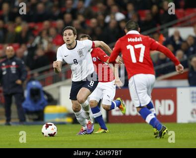Frank Lampard in azione in Inghilterra durante la partita internazionale amichevole tra Inghilterra e Cile tenutasi al Wembley Stadium di Londra, Inghilterra il 15 novembre 2013. Foto Stock