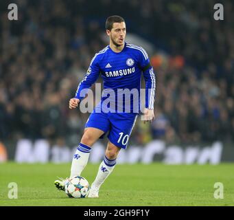 L'Eden Hazard di Chelsea in azione durante il turno UEFA Champions League di 16 seconda tappa tra Chelsea e Parigi Saint-Germain allo Stamford Bridge, Londra, l'11 marzo 2015. Foto Stock