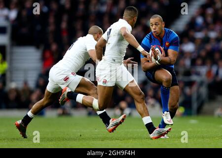 Gael Fickou francese durante la partita delle sei Nazioni RBS 2015 tra Inghilterra e Francia al Twickenham Stadium, Londra sabato 21 marzo 2015. Foto Stock