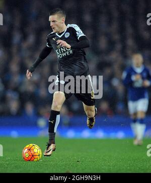 Image #: 41542546 Dec. 19, 2015 - Liverpool, Regno Unito - Jamie Vardy of Leicester City.- Barclays Premier League - Everton vs Leicester City - Goodison Park - Liverpool - Inghilterra - 19 dicembre 2015 Foto Stock