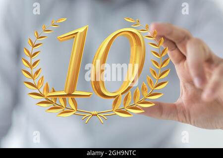 Un'illustrazione del simbolo anni anniversario in una mano Foto Stock