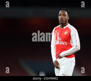 I Kaylen Hinds dell'Arsenal in azione durante la seconda tappa della semifinale della Coppa dei giovani fa all'Emirates Stadium. Il credito fotografico dovrebbe essere: David Klein/Sportimage via PA Images Foto Stock