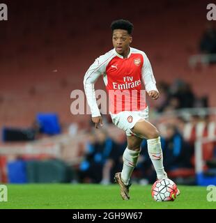 Chris Willock dell'Arsenal in azione durante la seconda tappa della semifinale della fa Youth Cup all'Emirates Stadium. Il credito fotografico dovrebbe essere: David Klein/Sportimage via PA Images Foto Stock