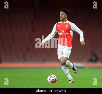 Chris Willock dell'Arsenal in azione durante la seconda tappa della semifinale della fa Youth Cup all'Emirates Stadium. Il credito fotografico dovrebbe essere: David Klein/Sportimage via PA Images Foto Stock