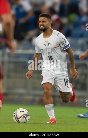 Lorenzo Insigne (Italia) Durante la gara di qualificazione FIFA 'World Cup Qatar 2022 tra Svizzera 0-0 Italia Al St.Jakob-Park Stadium il 5 settembre 2021 a Basilea, Svizzera. (Foto di Maurizio Borsari/AFLO) Foto Stock