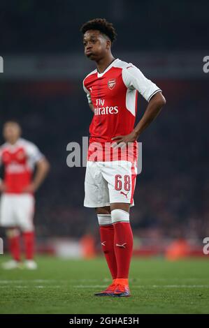 Chris Willock dell'Arsenal in azione durante la partita della EFL Cup all'Emirates Stadium di Londra. Data foto 25 ottobre 2016 Pic David Klein/Sportimage via PA Images Foto Stock