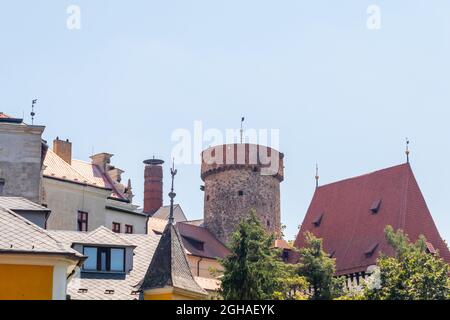 Torre del castello di Kotnov a Tabor, repubblica Ceca Foto Stock