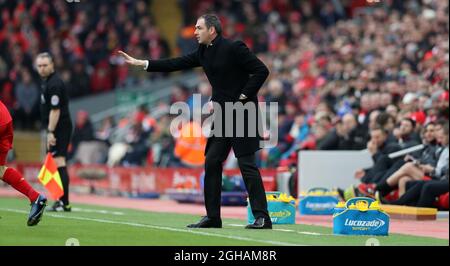 Paul Clement, direttore di Swansea City, durante la partita della Premier League ad Anfield, Liverpool. Data foto: 21 Gennaio 2017 .Photo credit should Read: Lynne Cameron/Sportimage via PA Images Foto Stock